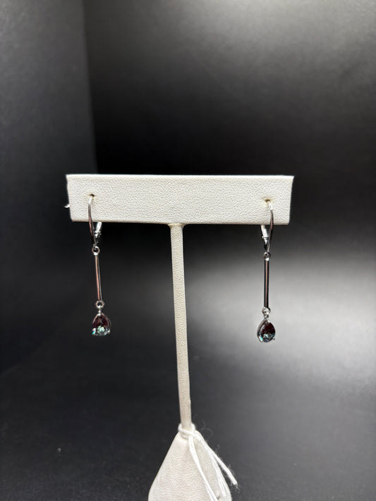 14K White Gold Genuine Alexandrite Drop Earrings