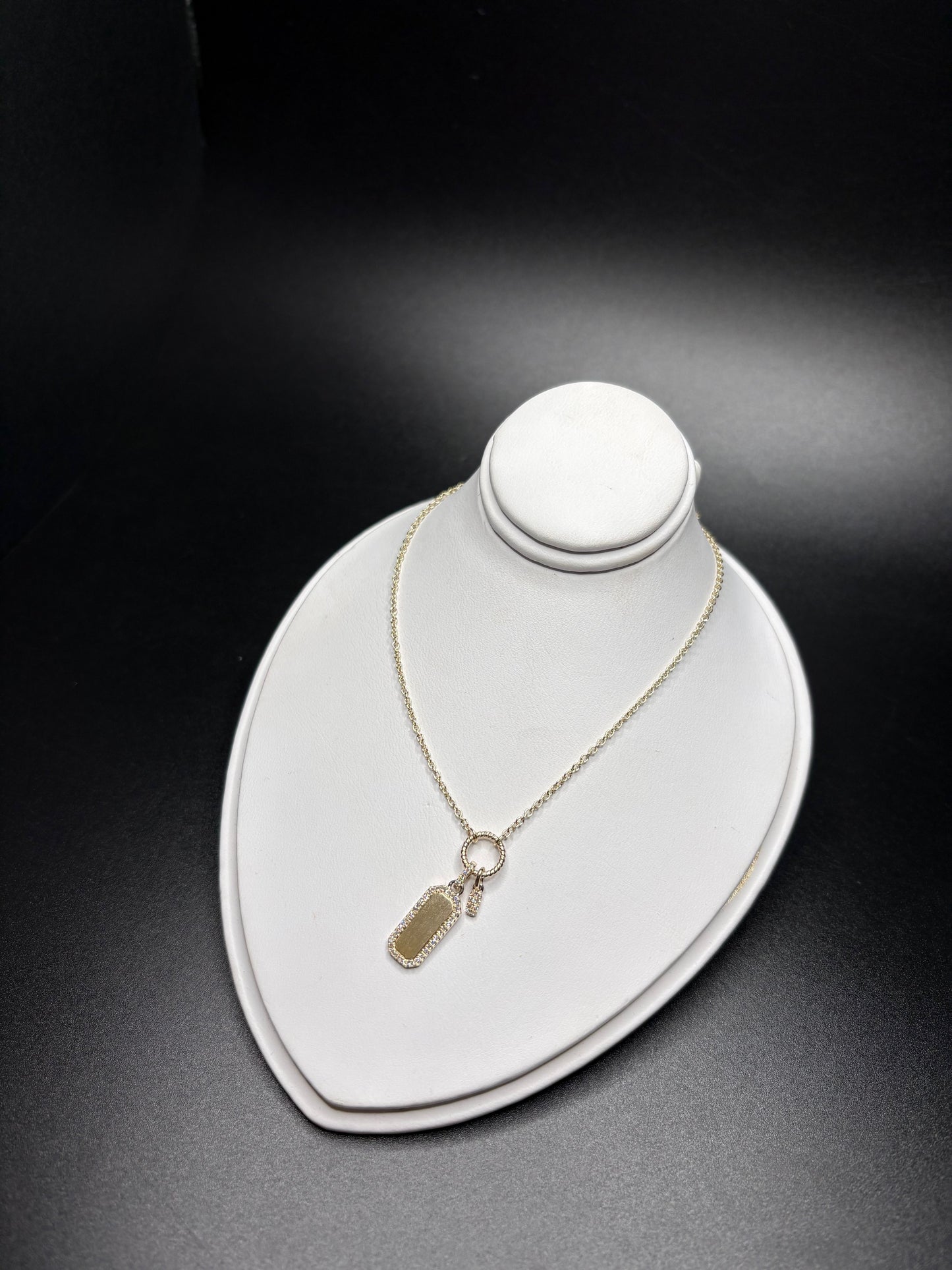 14K Yellow Gold Bar Necklace With Natural Diamonds
