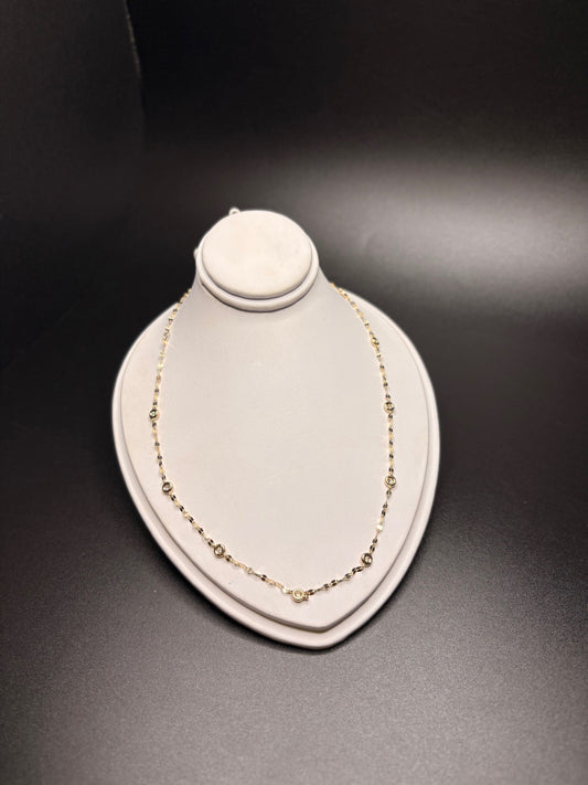 14K Yellow Gold Natural Diamond By the Yard Necklace