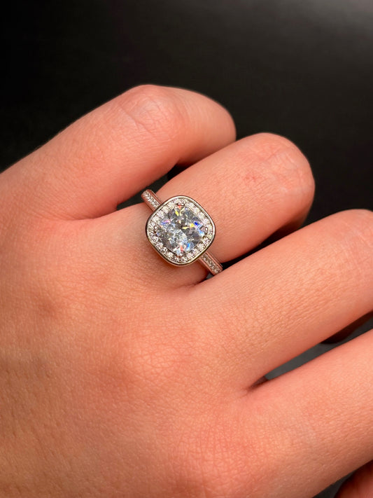 Sterling Silver Cushion Cut CZ Ring