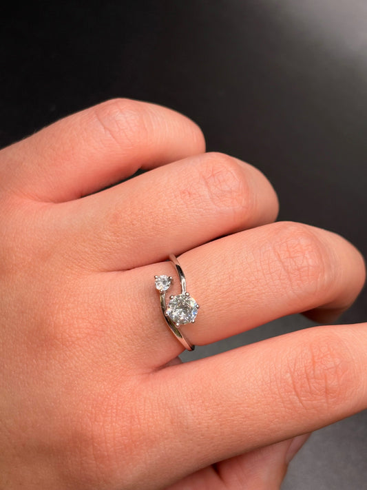 Sterling Silver Double Cz Ring