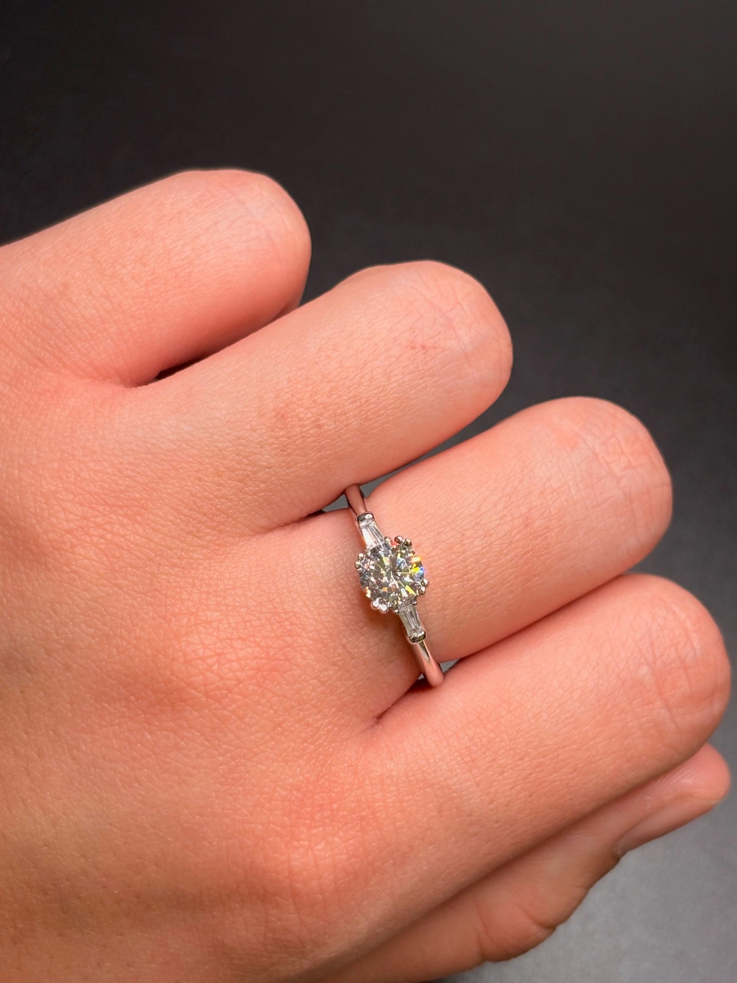 Sterling Silver Princess Cut Cz's with Cz Baguettes Ring