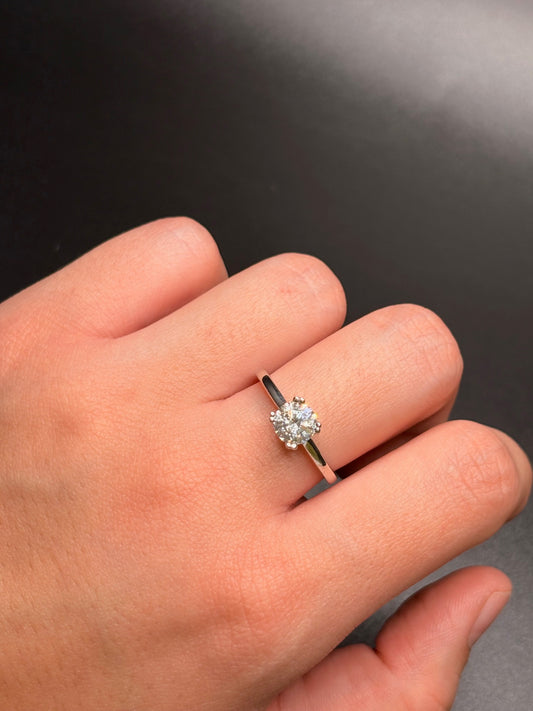 Sterling Silver Solitaire Band with Princess Cz Ring