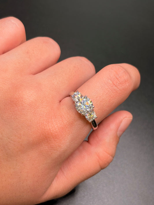 Sterling Silver 3 Princess Cut Cz Ring