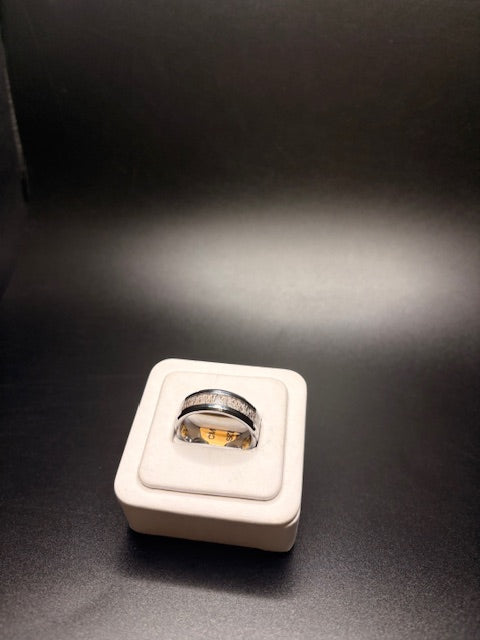 Silver Tungsten Wood Ring
