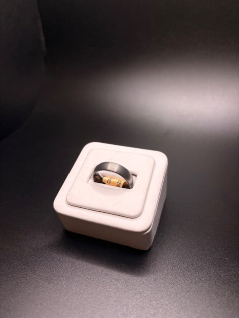 Silver And Black Tungsten Ring