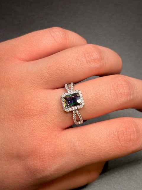 Sterling Silver Initiation Alexandrite Cz Ring