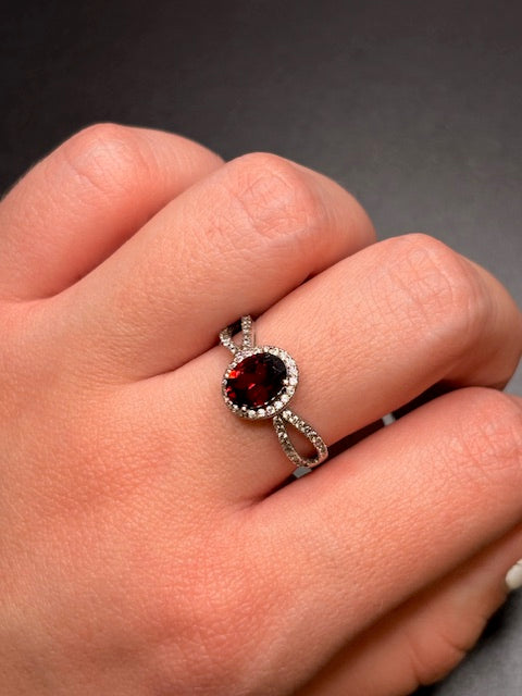 Sterling Silver Initiation Garnet Cz Ring