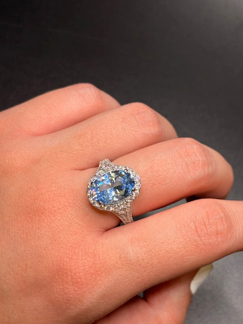 Sterling Silver Imitation Blue Topaz CZ Ring