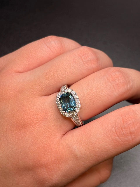 Sterling Silver Imitation London Blue Topaz Cz Ring