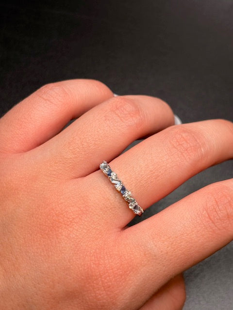 Sterling Silver Imitation Aquamarine & London Blue Topaz Cz Ring