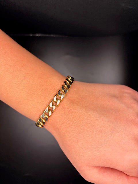 2 Tone Cuban Link Bracelet