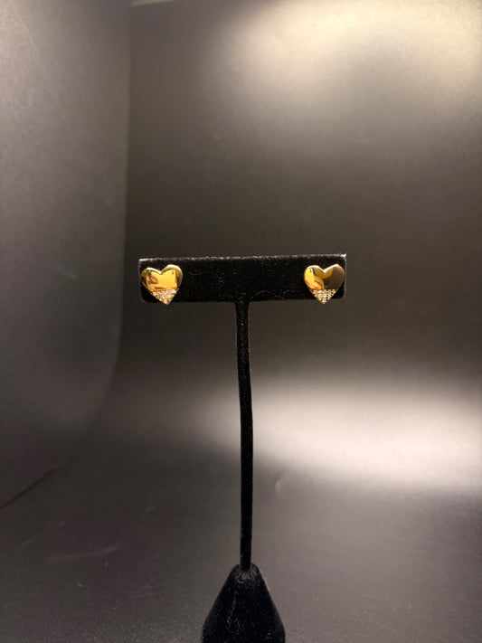 Gold-Filled Heart Studs With Cz's