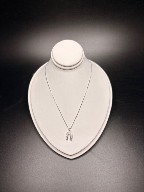 Sterling Silver CZ Horseshoe Necklace