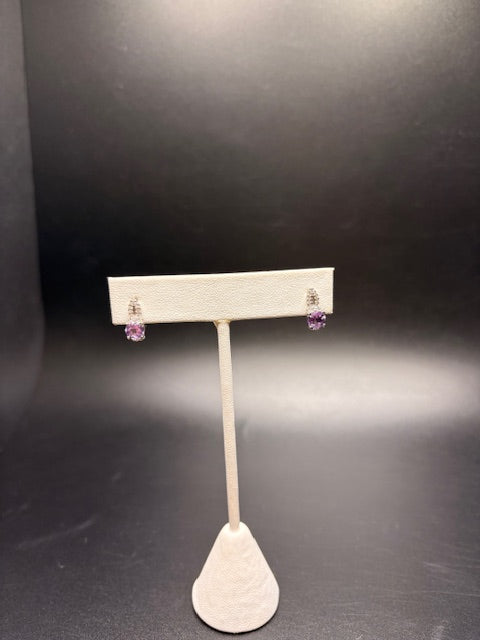 Sterling Silver Imitation Amethyst CZ Earrings