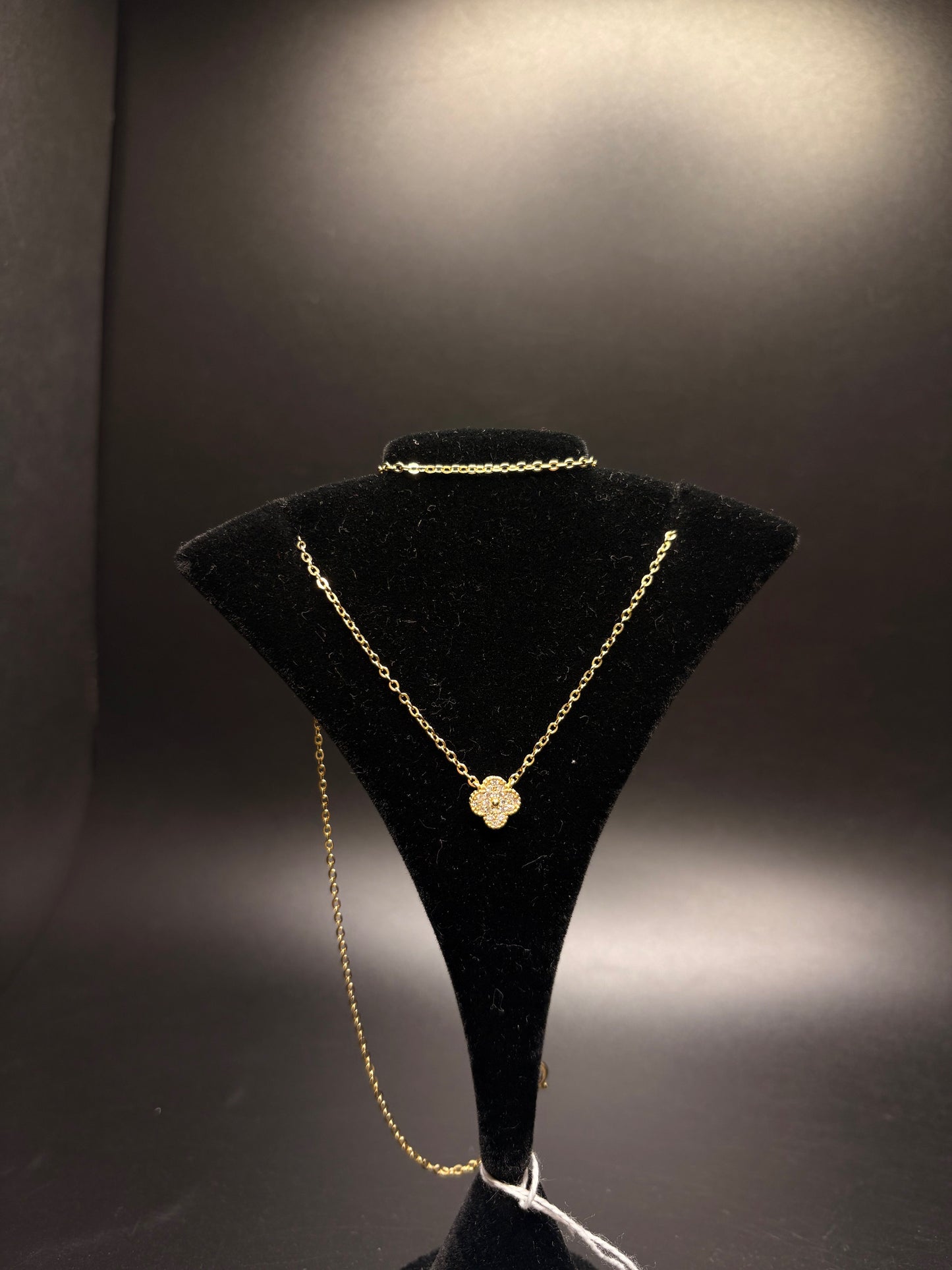 Gold-Filled Clover Necklace with Cz's