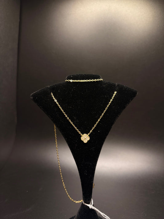 Gold-Filled Clover Necklace with Cz's
