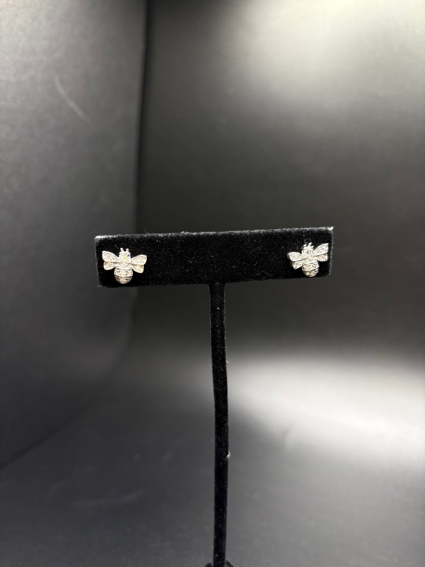 Sterling Silver CZ Bumble Bee Studs