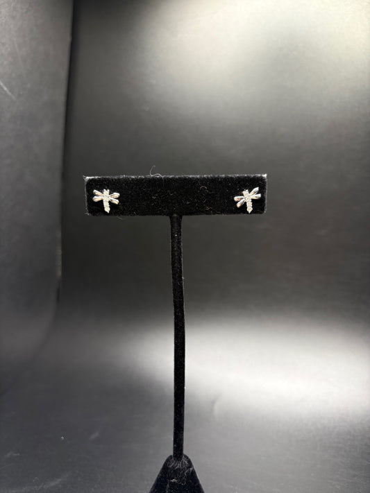 Sterling Silver Dragon Fly Studs with CZ's