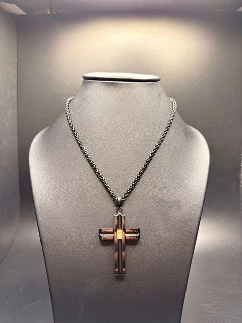 Black Stainless Steel Cross with CZ's