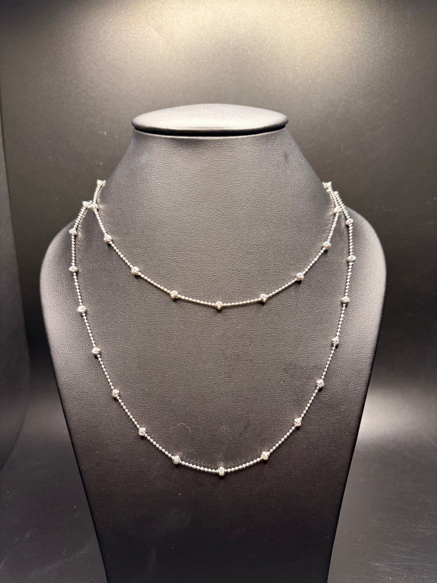 Sterling Silver Moon Bead Necklace