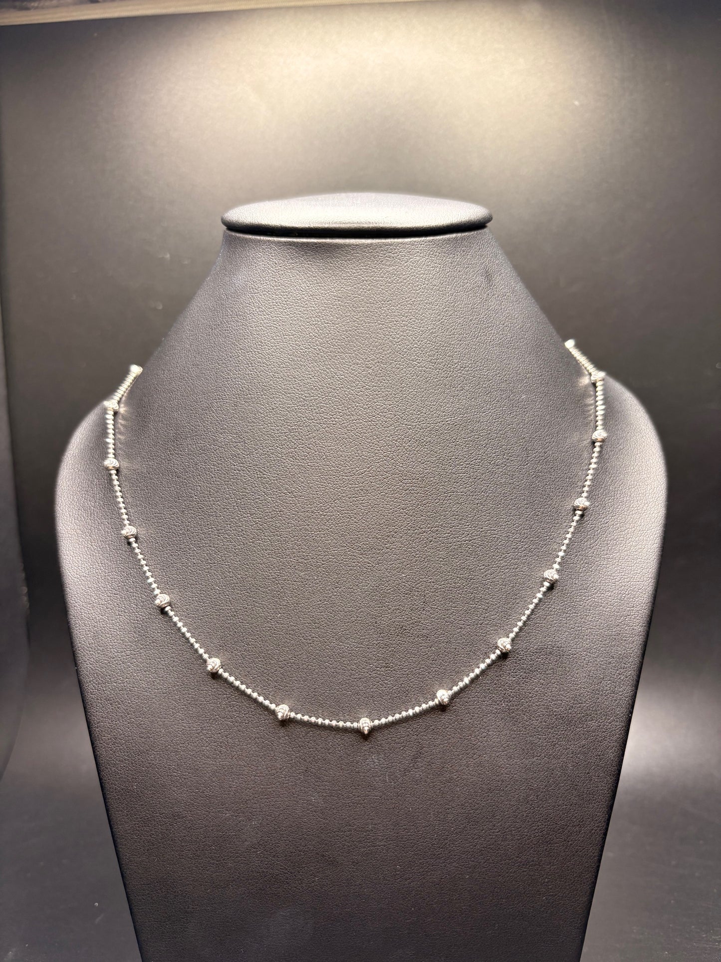 Sterling Silver Moon Bead Necklace