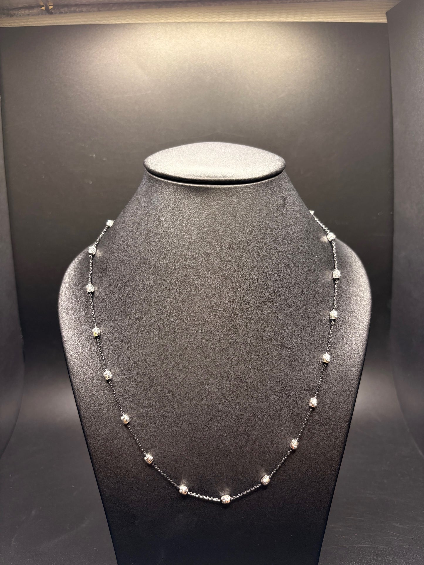 Sterling Silver Black Moon Beads Necklace