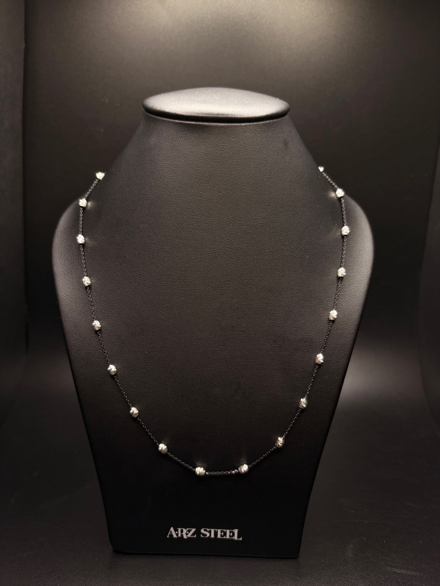 Sterling Silver Black Moon Beads Necklace