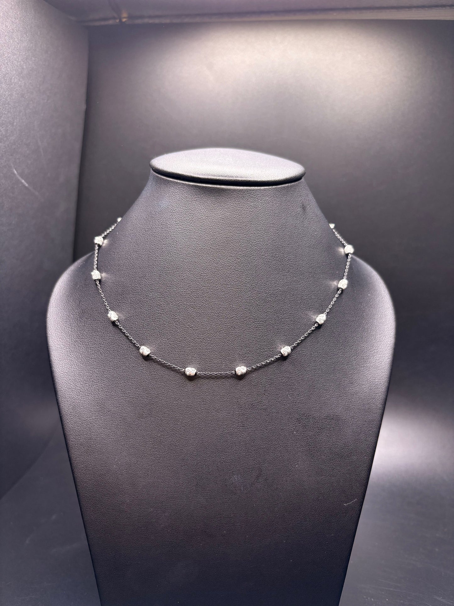 Sterling Silver Black Moon Beads Necklace
