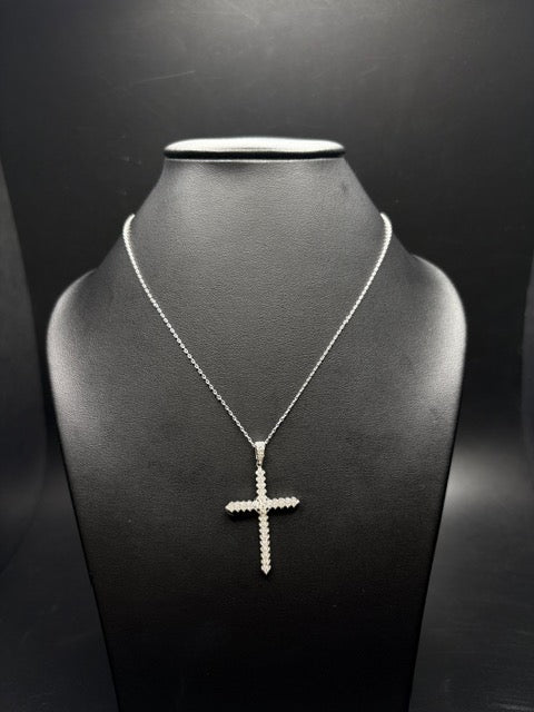 Sterling Silver CZ Cross Necklace