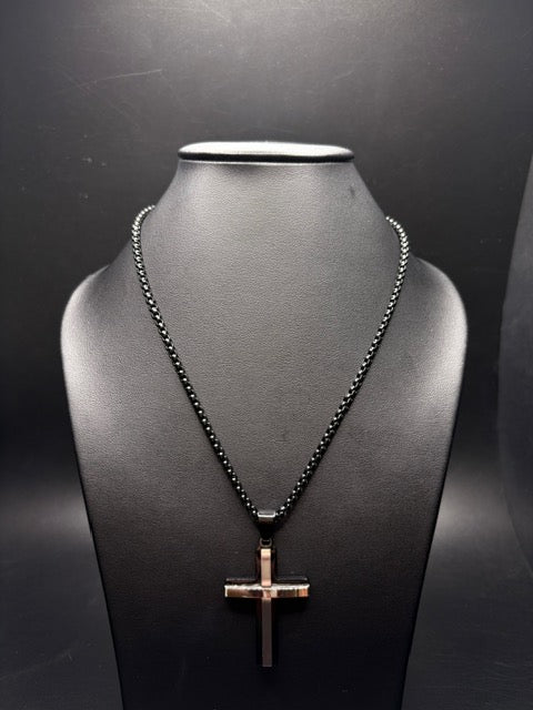 Black Stainless Steel Cross Necklace