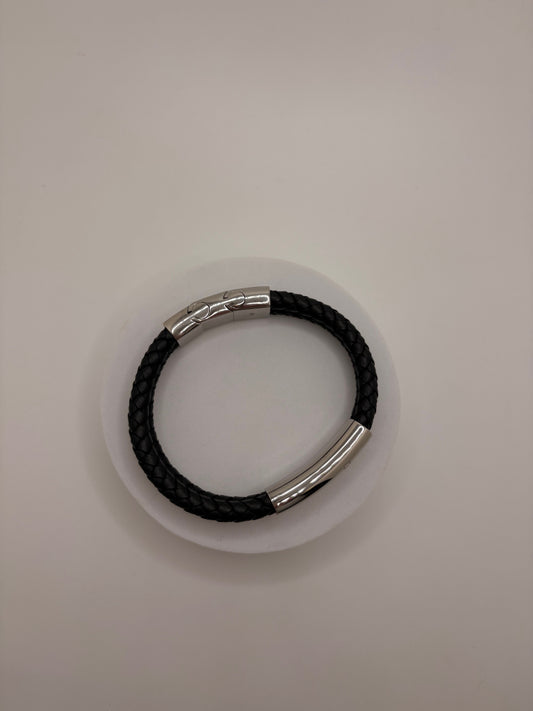 Stainless Steel Double Leather Cross Bracelet