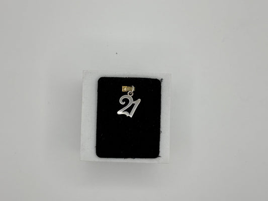 Sterling Silver "21" Number Charm
