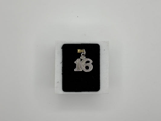 Sterling Silver "16" Number Charm