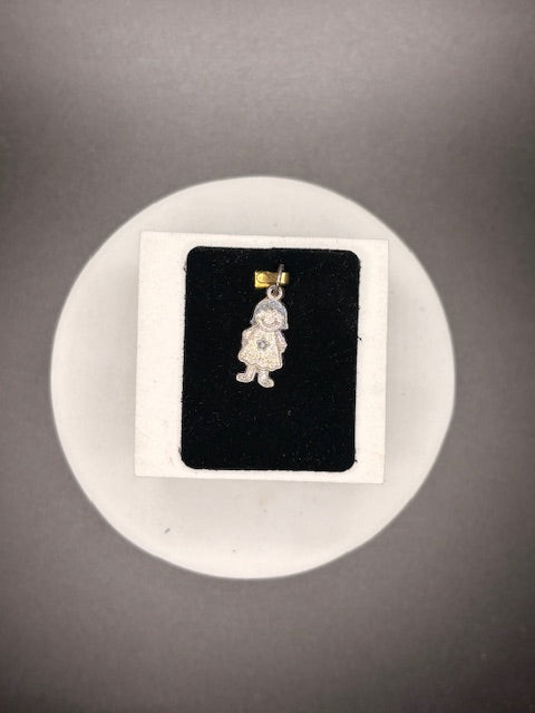 Sterling Silver Girl With Flower Charm