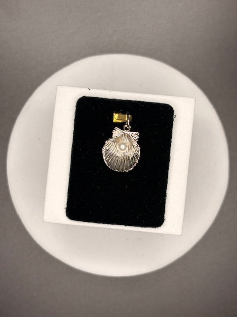 Sterling Silver Shell with Pearl Charm