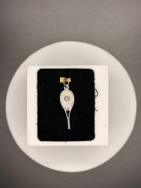 Sterling Silver Tennis Racket With Pearl Charm