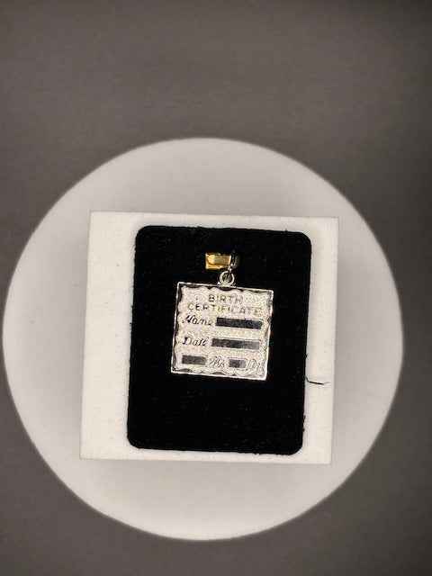 Sterling Silver Birth Certificate Charm