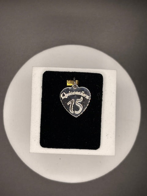 Sterling Silver Quinceañera Heart Charm