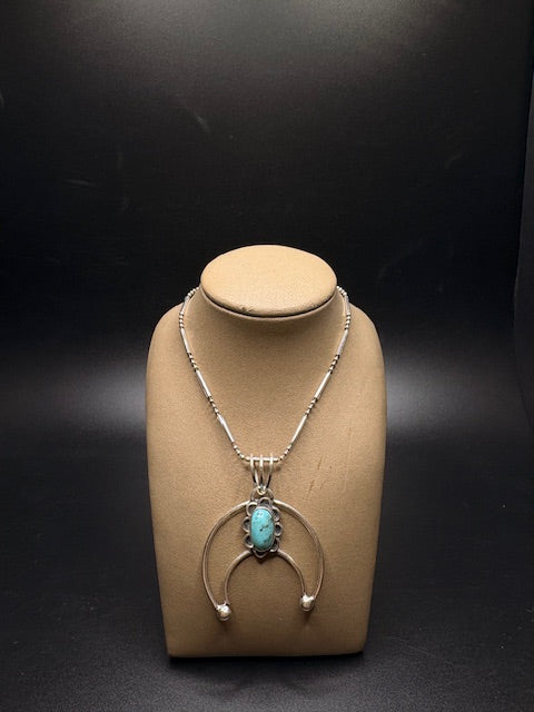 Sterling Silver Genuine Turquoise Pendant Necklace