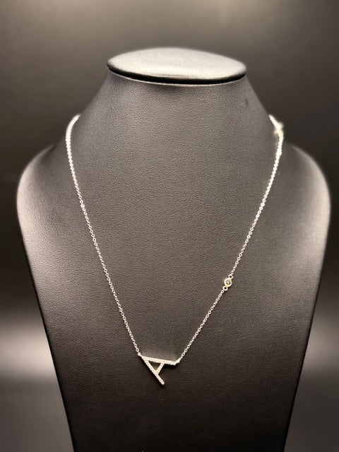Sterling Silver Initial With Cz's Necklace