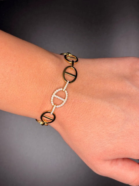 Gold-Filled Fancy Link Cz Bracelet