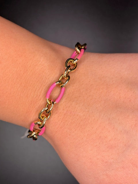 Gold-Filled Pink Enamel Bracelet