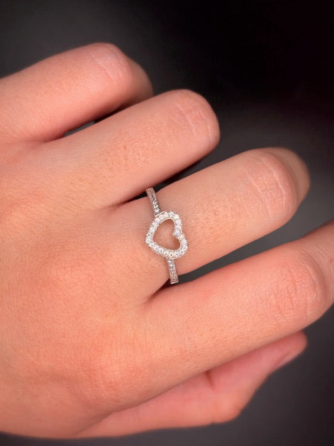 Sterling Silver Cz Heart RIng