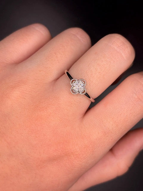 Sterling Silver CZ Clover Ring