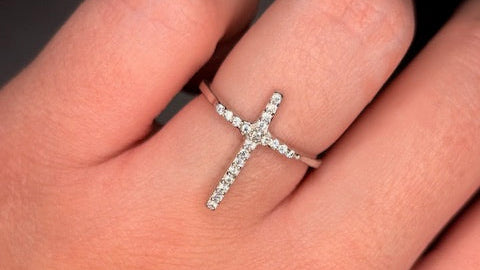 Sterling Silver Cz Cross Ring