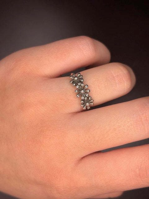 Sterling Silver 3 Flower Ring