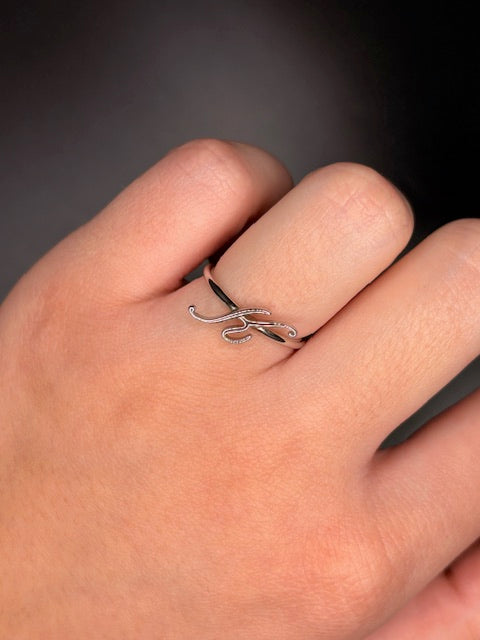 Sterling Silver "K" Initial Ring