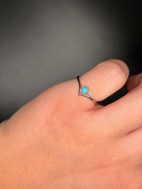 Sterling Silver V Turquoise Ring