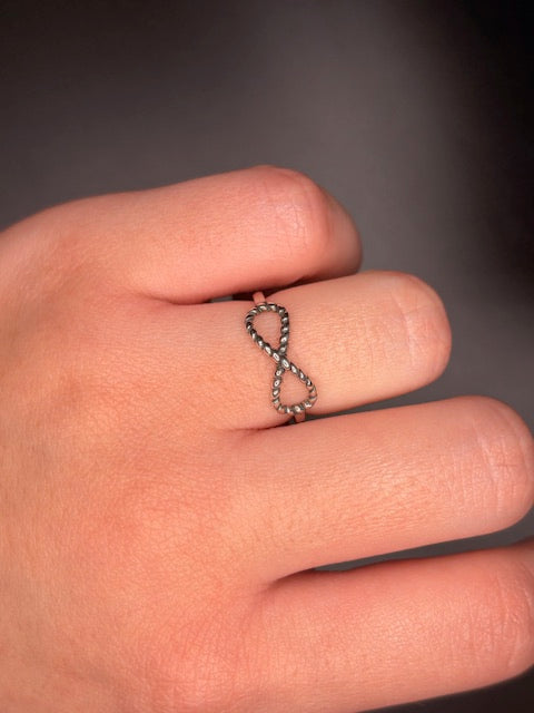 Sterling Silver Beaded Infinity Ring